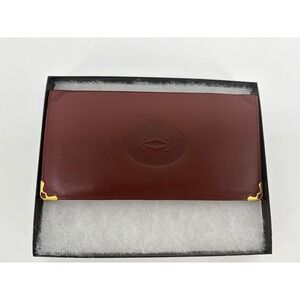 Authentic Vintage Cartier Les Must de Cartier Burgundy Leather Long Wallet Paris
